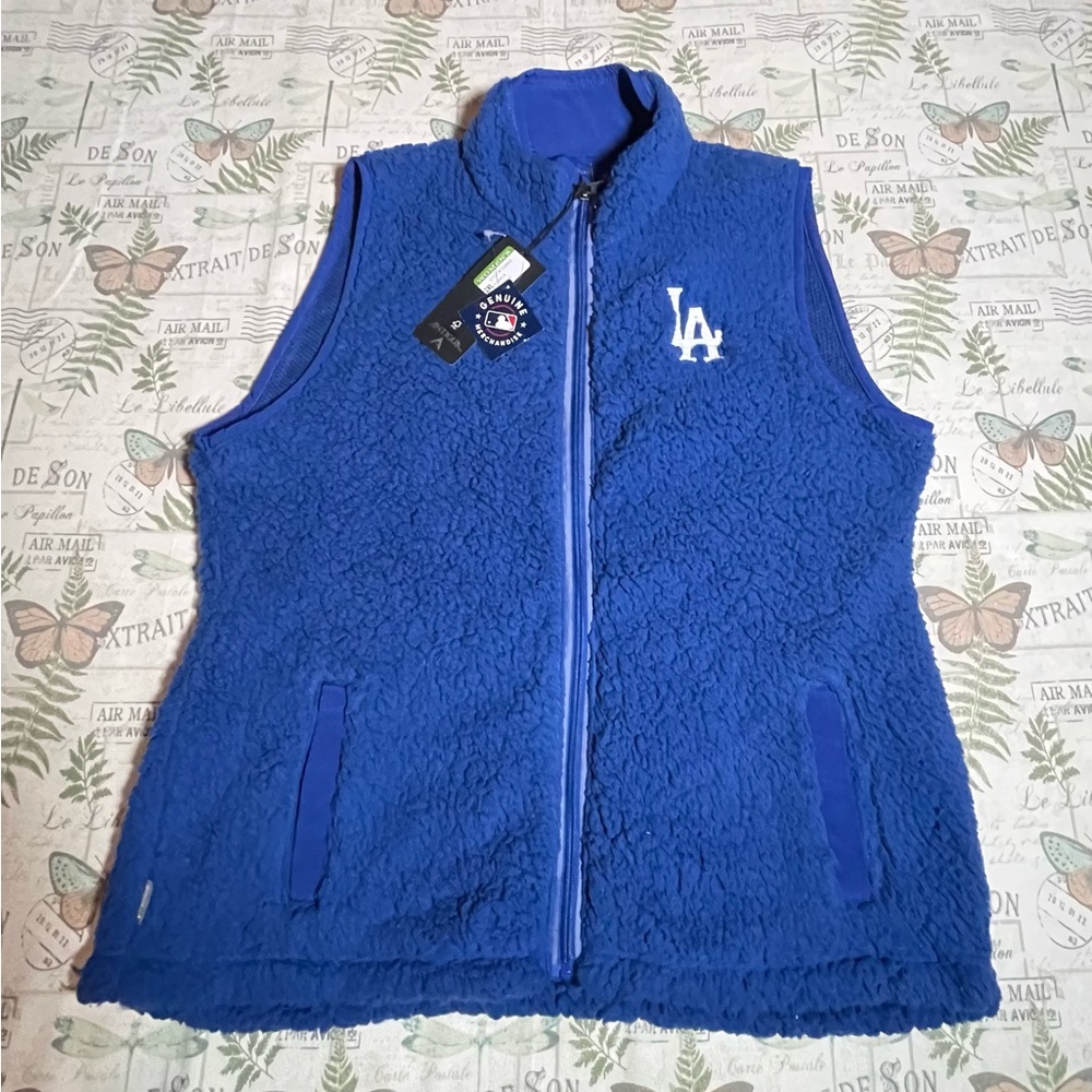Antigua Women's Blue vest fleece Sherpa 2XL LA Los‎ Angeles